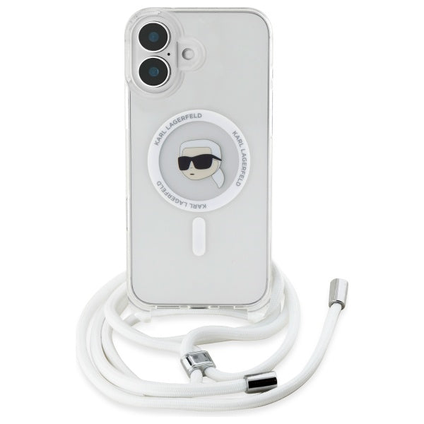 MagSafe tok Apple iPhone 16-hoz, Karl Lagerfeld, IML Crossbody Karl's Head, Átlátszó