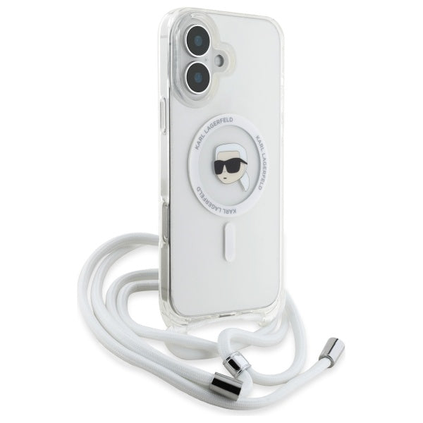 MagSafe tok Apple iPhone 16-hoz, Karl Lagerfeld, IML Crossbody Karl's Head, Átlátszó