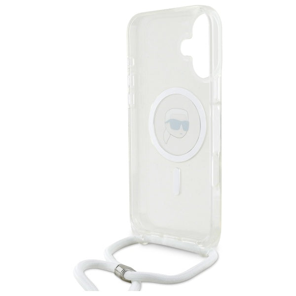 MagSafe tok Apple iPhone 16-hoz, Karl Lagerfeld, IML Crossbody Karl's Head, Átlátszó