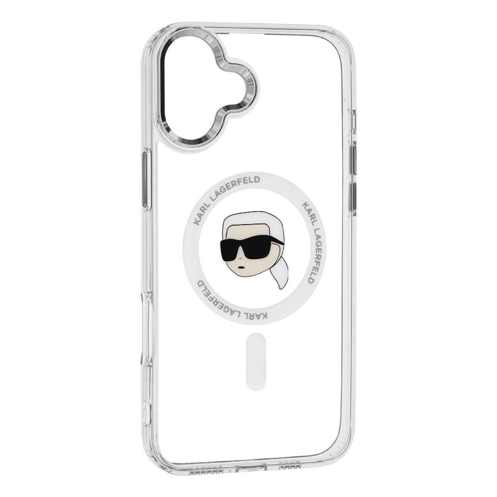 MagSafe tok Apple iPhone 16-hoz, Karl Lagerfeld, IML Metal Karl's Head, Fehér