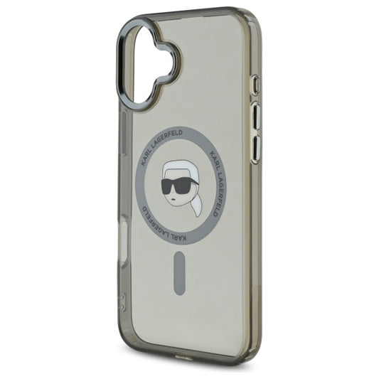 MagSafe tok Apple iPhone 16-hoz, Karl Lagerfeld, IML Metal Karl's Head, Fekete