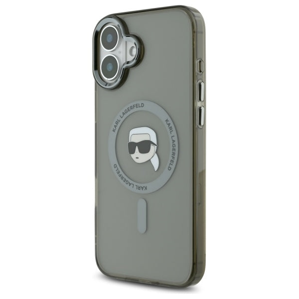 MagSafe tok Apple iPhone 16-hoz, Karl Lagerfeld, IML Metal Karl's Head, Fekete