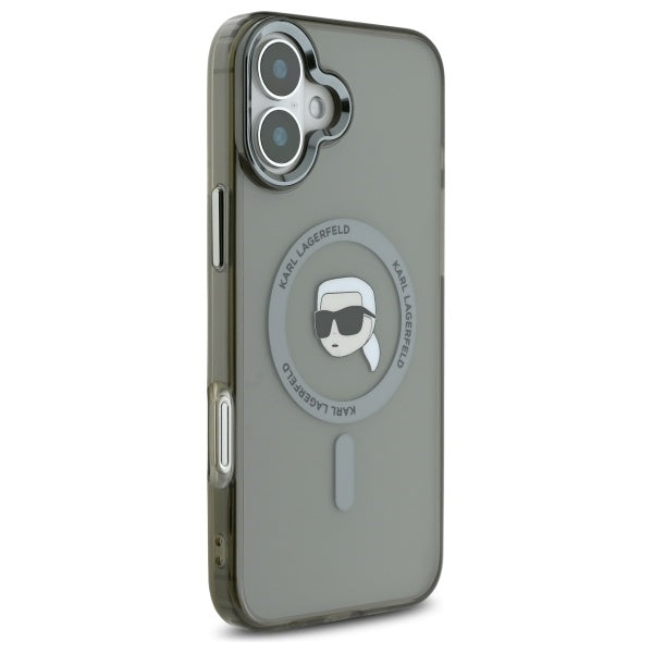 MagSafe tok Apple iPhone 16-hoz, Karl Lagerfeld, IML Metal Karl's Head, Fekete