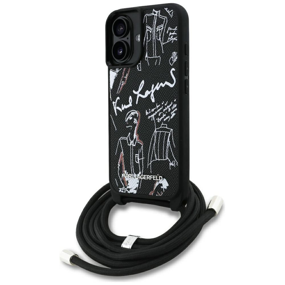 MagSafe tok Apple iPhone 16-hoz, Karl Lagerfeld, Saffiano Crossbody, Fekete