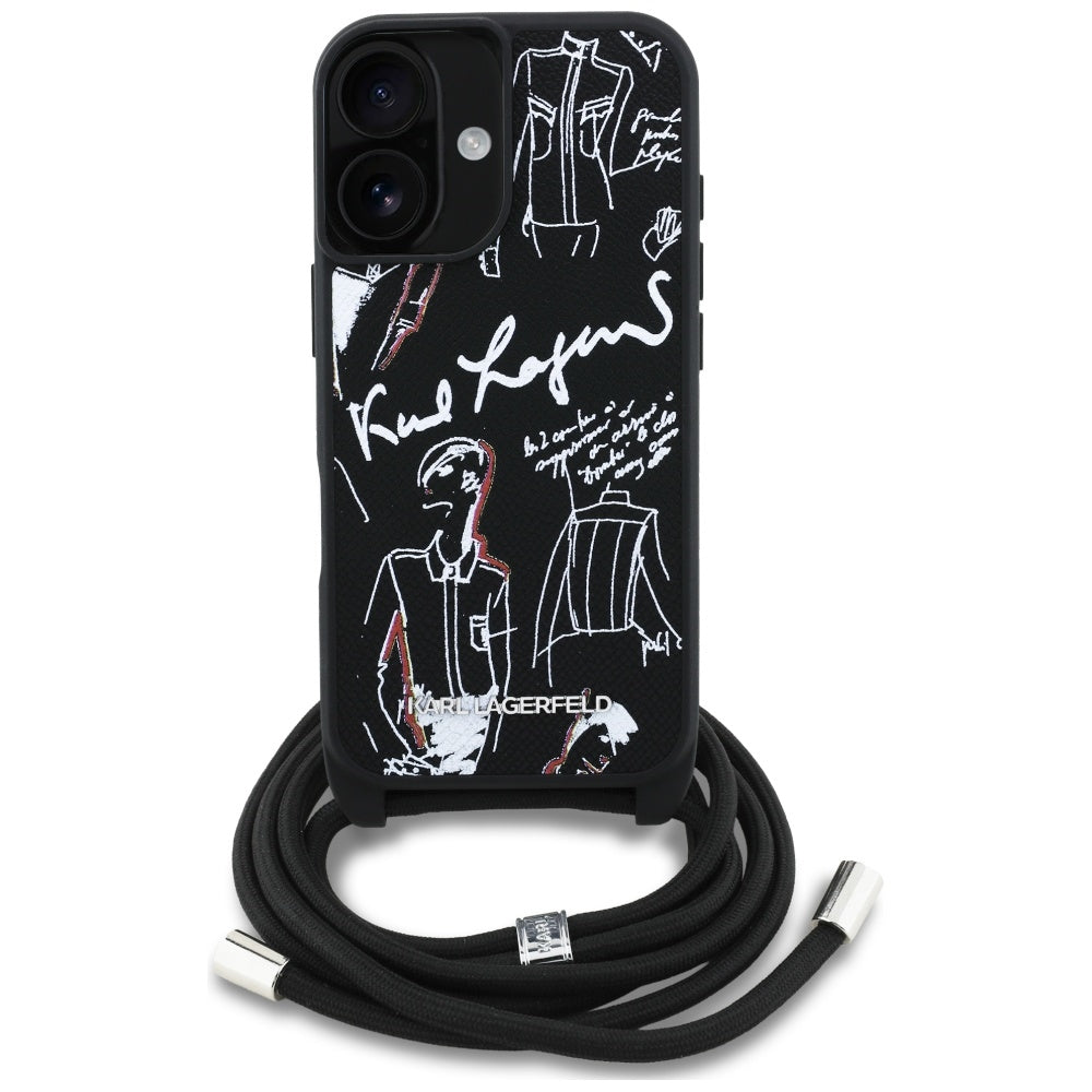 MagSafe tok Apple iPhone 16-hoz, Karl Lagerfeld, Saffiano Crossbody, Fekete