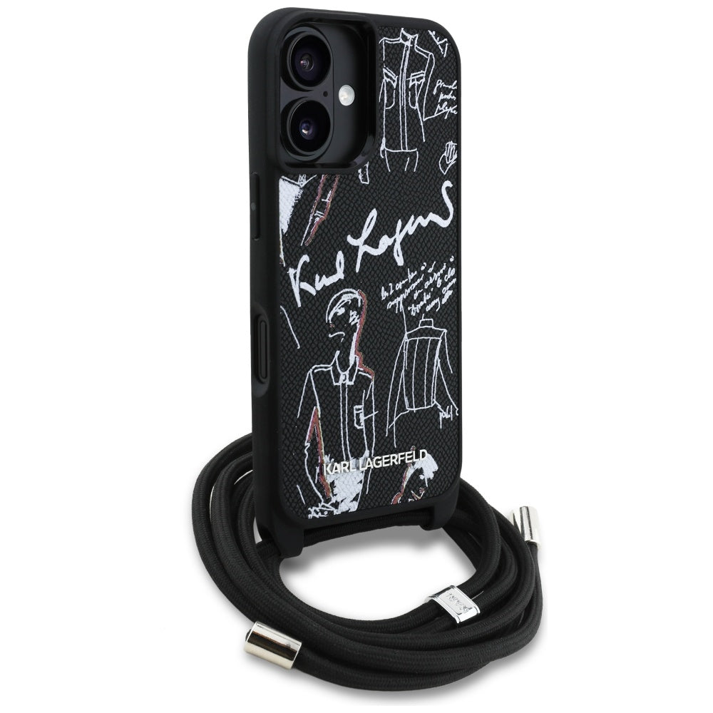 MagSafe tok Apple iPhone 16-hoz, Karl Lagerfeld, Saffiano Crossbody, Fekete