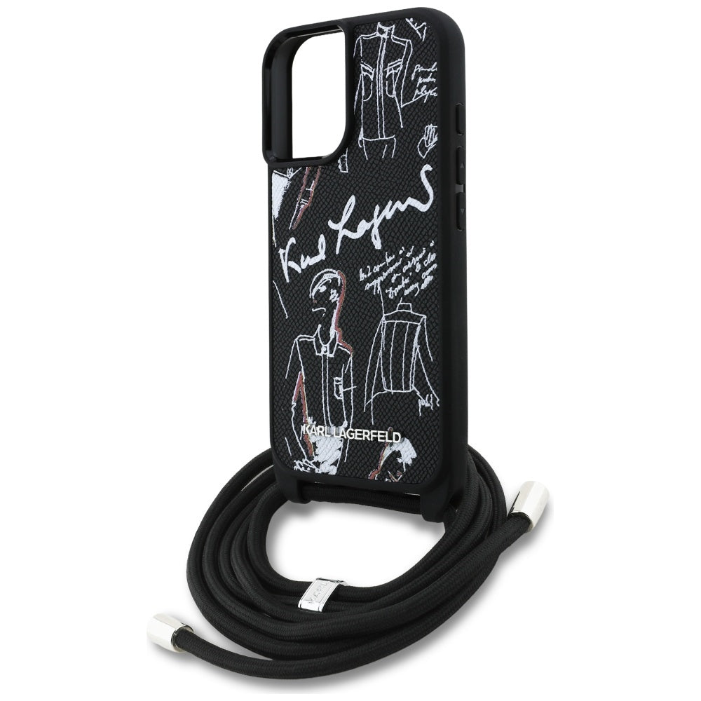 MagSafe tok Apple iPhone 16-hoz, Karl Lagerfeld, Saffiano Crossbody, Fekete