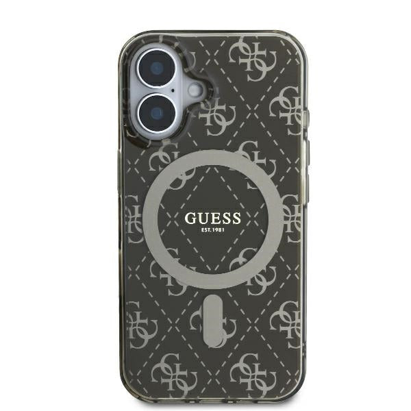 MagSafe Case for Apple iPhone 16 Plus, Guess, IML 4G Background, Brown
