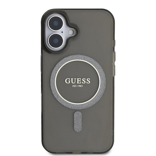 MagSafe tok Apple iPhone 16 Plus-hoz, Guess, IML Glitter Circle, Fekete