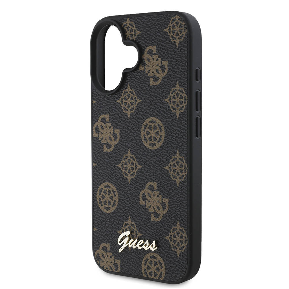 MagSafe Case for Apple iPhone 16 Plus, Guess, Peony Script, Black