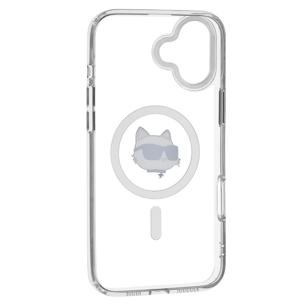 MagSafe tok Apple iPhone 16 Plus-hoz, Karl Lagerfeld, IML Metal Choupette's Head, Fehér