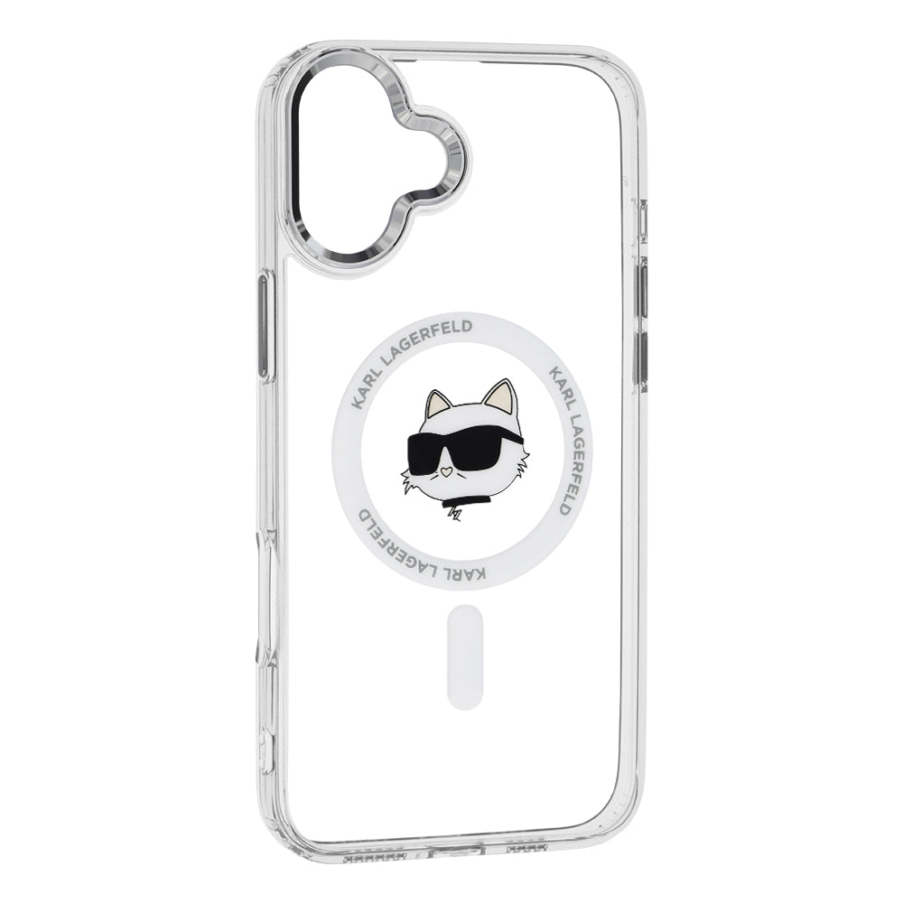 MagSafe tok Apple iPhone 16 Plus-hoz, Karl Lagerfeld, IML Metal Choupette's Head, Fehér