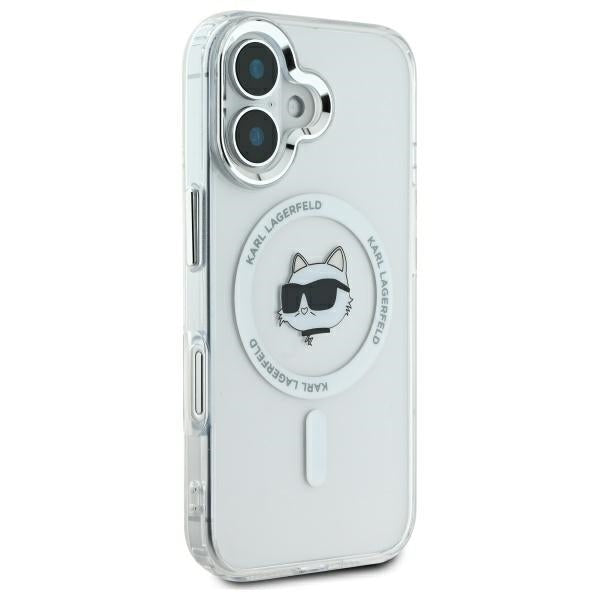 MagSafe tok Apple iPhone 16 Plus-hoz, Karl Lagerfeld, IML Metal Choupette's Head, Fehér