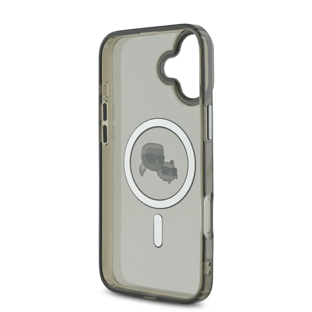 MagSafe tok Apple iPhone 16 Plus-hoz, Karl Lagerfeld, IML Metal Karl & Choupette's Heads, Fekete