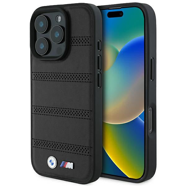 MagSafe tok Apple iPhone 16 Pro-hoz, BMW, M Perforated And Stitched Line, Fekete