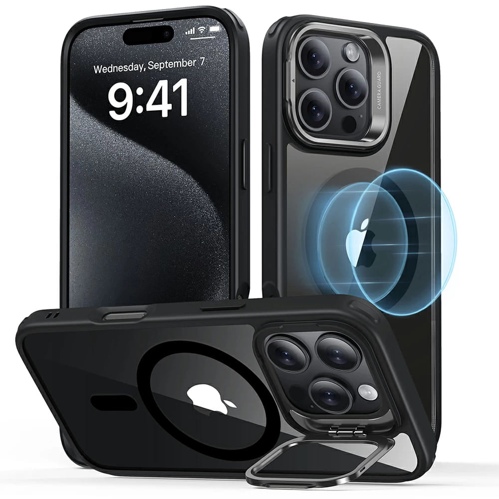 MagSafe tok Apple iPhone 16 Pro-hoz, ESR, Classic Hybrid Kickstand, Átlátszó Fekete