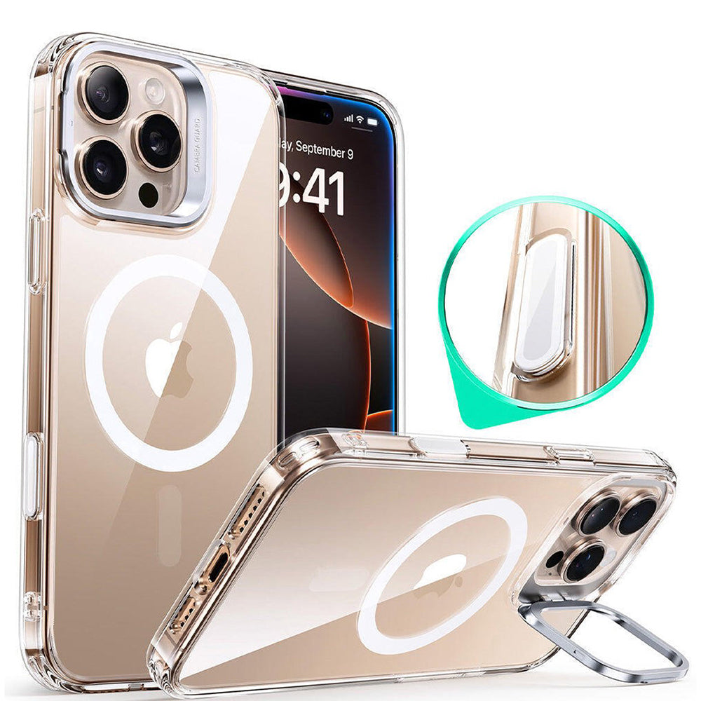 MagSafe tok Apple iPhone 16 Pro-hoz, ESR, Classic Hybrid Kickstand Slide, Átlátszó