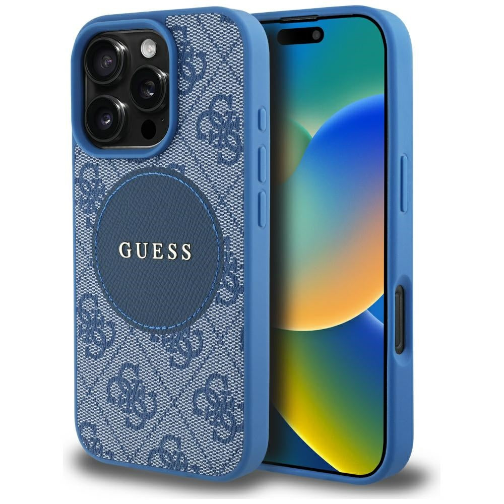 MagSafe tok Apple iPhone 16 Pro-hoz, Guess, 4G Circle Classic Logo, Kék