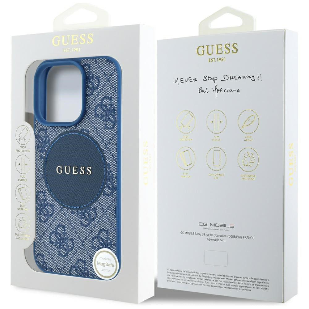 MagSafe tok Apple iPhone 16 Pro-hoz, Guess, 4G Circle Classic Logo, Kék