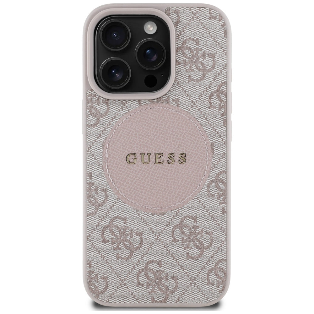 MagSafe tok Apple iPhone 16 Pro-hoz, Guess, 4G Circle Classic Logo, Rózsaszín