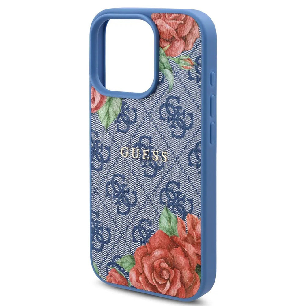 MagSafe tok Apple iPhone 16 Pro-hoz, Guess, 4G Flowers Print, Kék