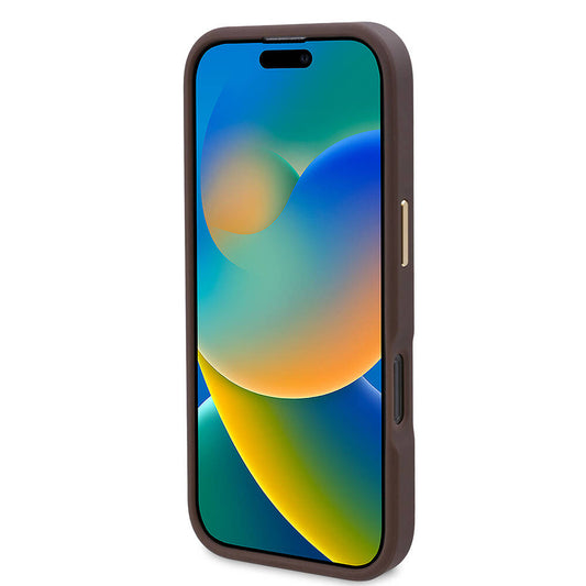 MagSafe tok Apple iPhone 16 Pro-hoz, Guess, 4G Logo Plate, Barna