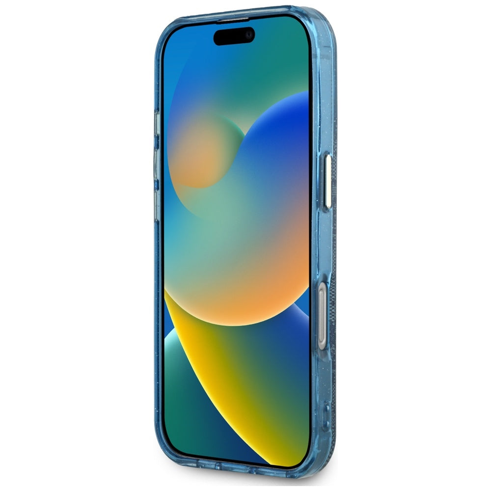 MagSafe tok Apple iPhone 16 Pro-hoz, Guess, IML Glitter 4G Circle Triangle, Kék