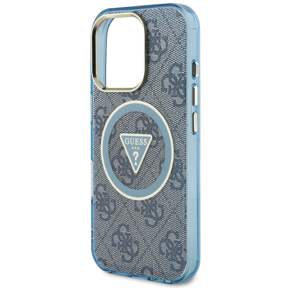 MagSafe tok Apple iPhone 16 Pro-hoz, Guess, IML Glitter 4G Circle Triangle, Kék