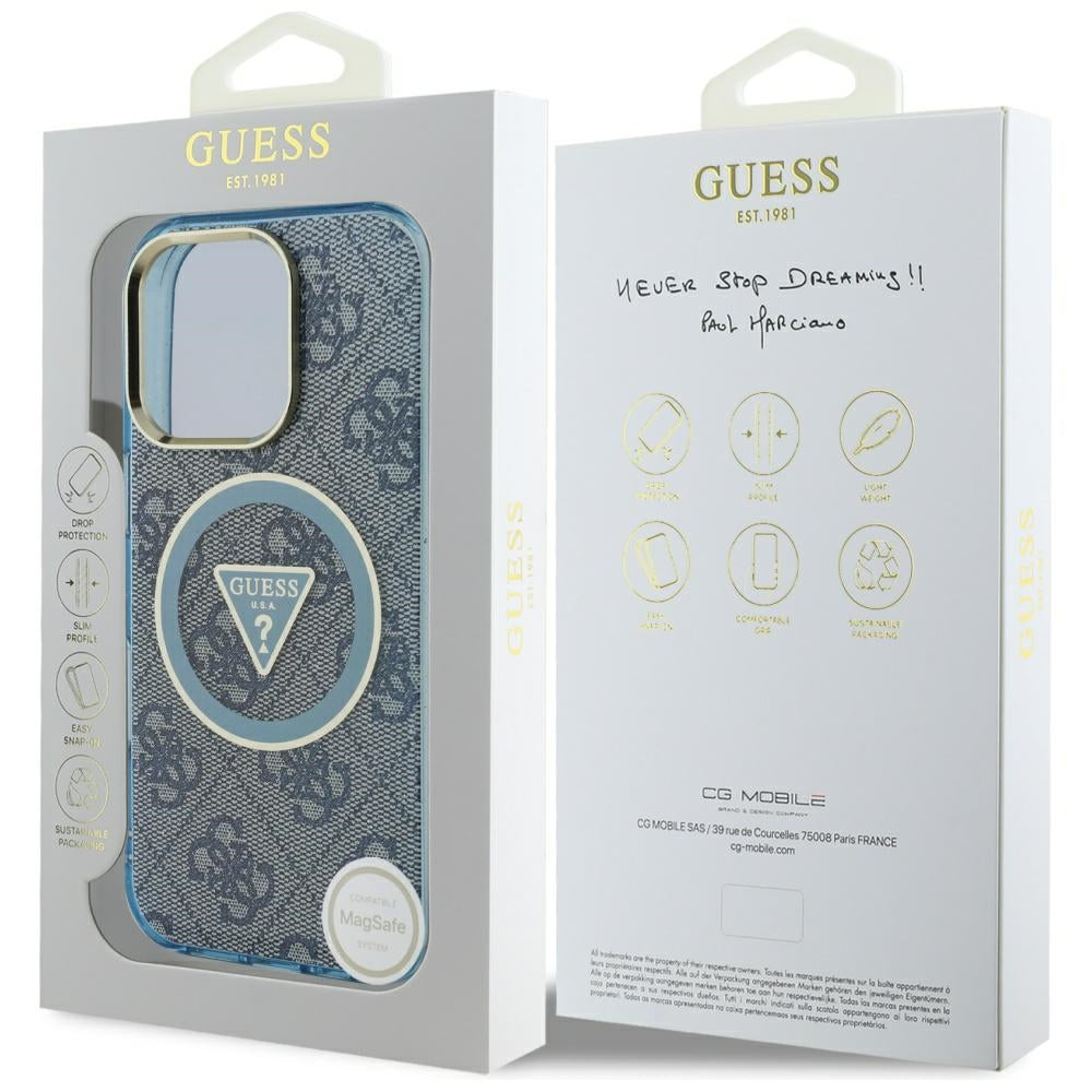 MagSafe tok Apple iPhone 16 Pro-hoz, Guess, IML Glitter 4G Circle Triangle, Kék