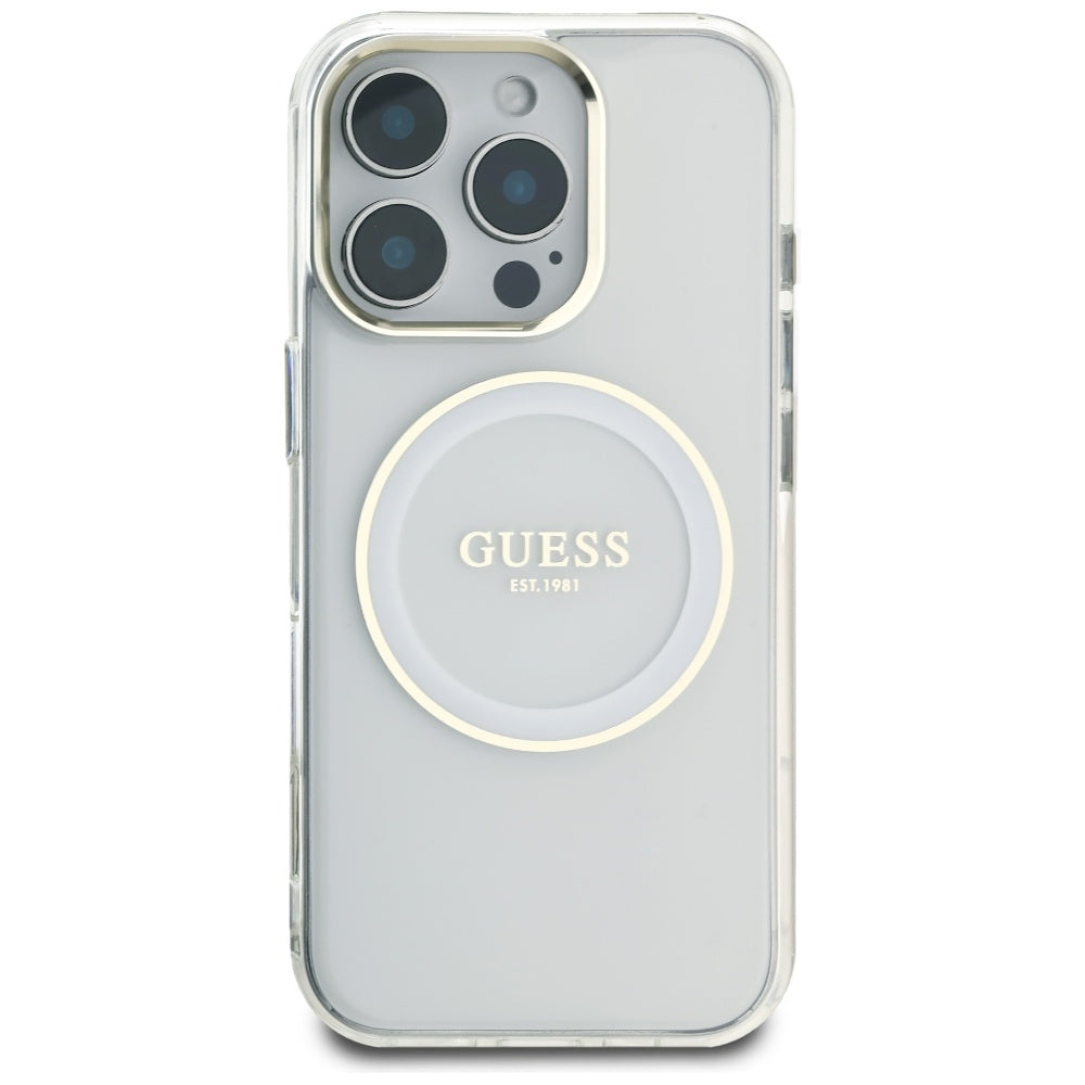 MagSafe tok Apple iPhone 16 Pro-hoz, Guess, IML Metal Colored Circle, Fehér