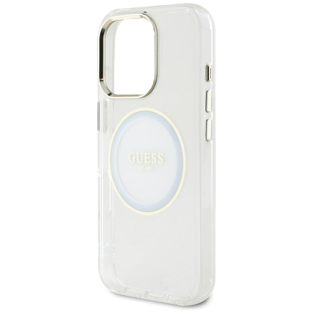 MagSafe tok Apple iPhone 16 Pro-hoz, Guess, IML Metal Colored Circle, Fehér