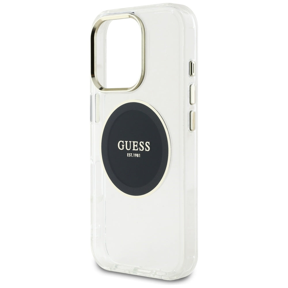 MagSafe tok Apple iPhone 16 Pro-hoz, Guess, IML Metal Colored Circle, Fekete