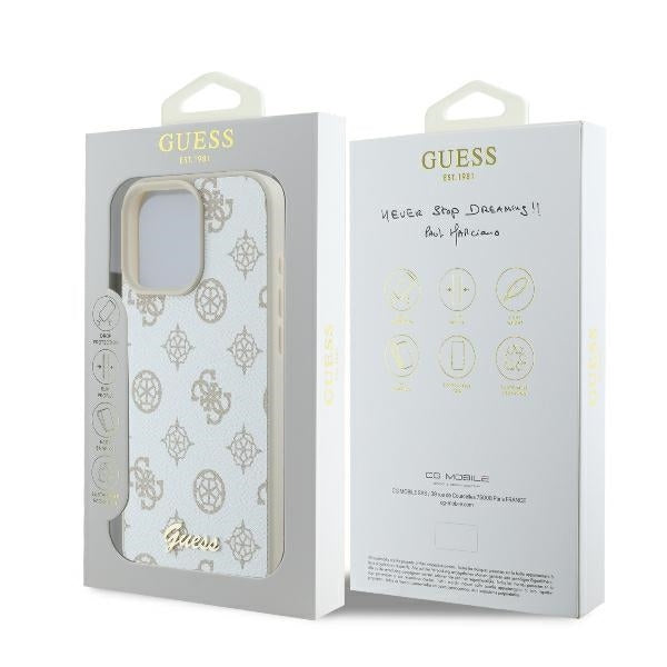 MagSafe tok Apple iPhone 16 Pro-hoz, Guess, Peony Script, Fehér