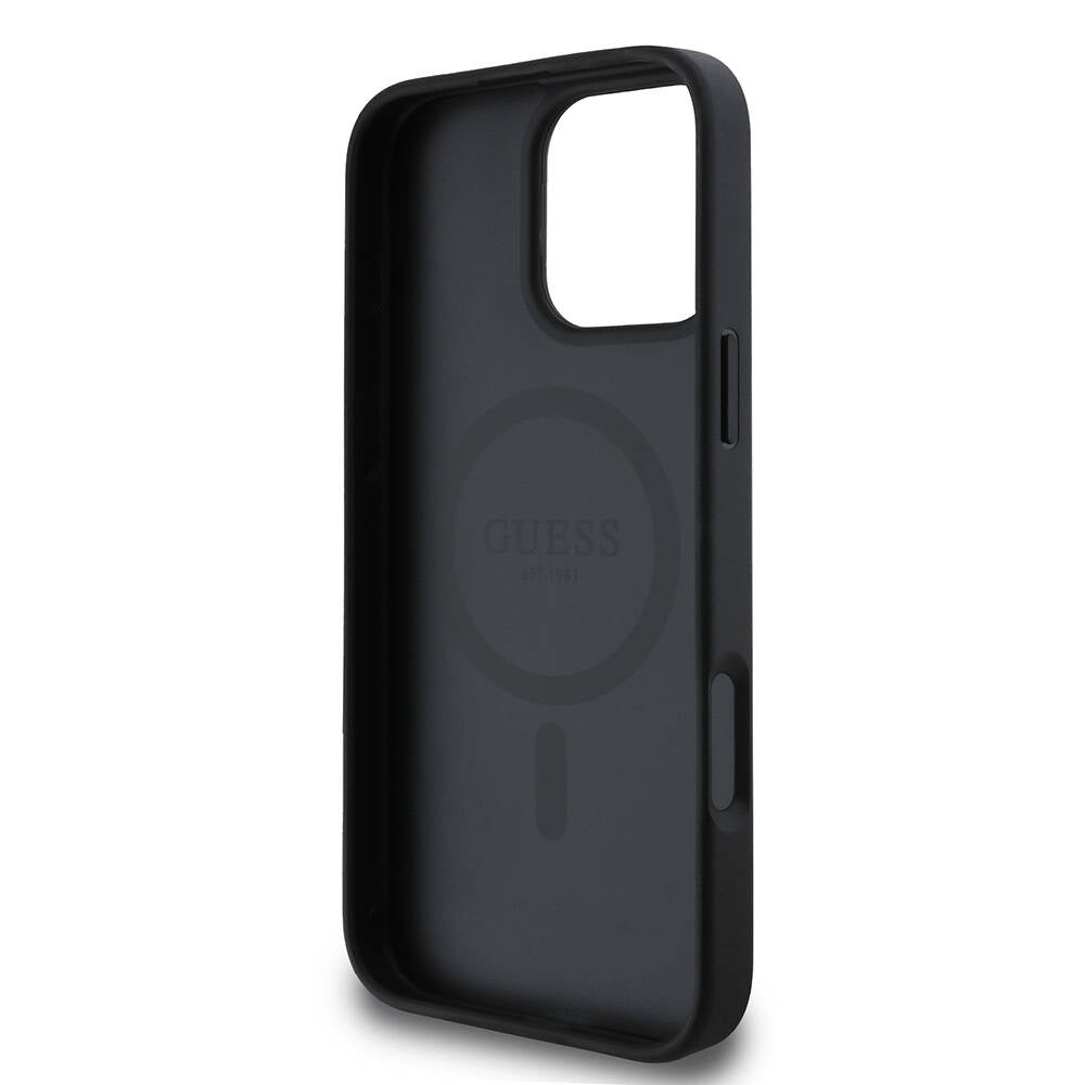 MagSafe Case for Apple iPhone 16 Pro, Guess, Saffiano Classic Logo, Black