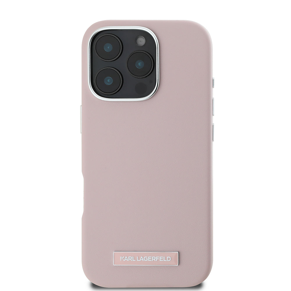 MagSafe Case for Apple iPhone 16 Pro, Karl Lagerfeld, FW Metal Plate, Pink