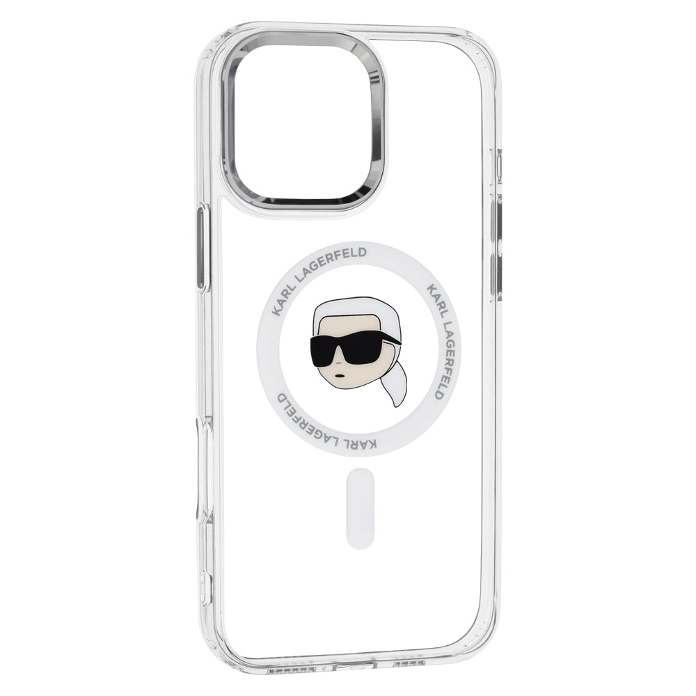 MagSafe tok Apple iPhone 16 Pro-hoz, Karl Lagerfeld, IML Metal Karl's Head, Fehér