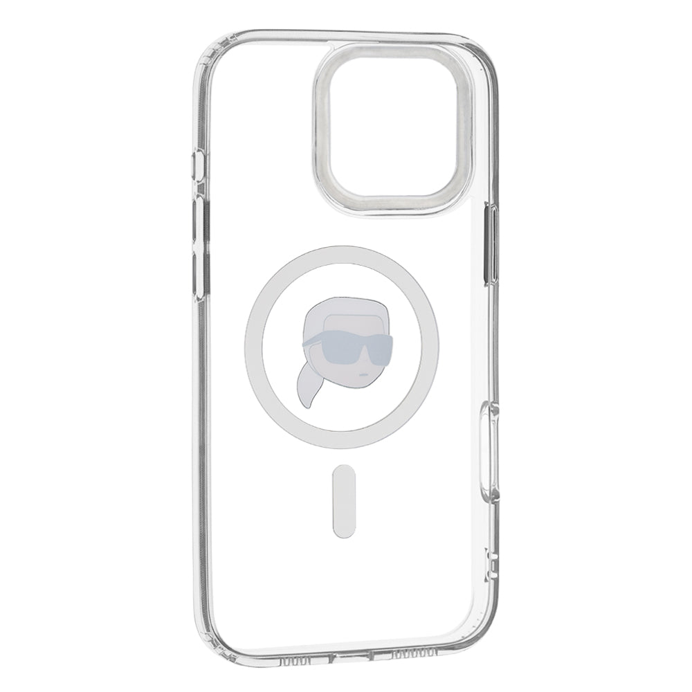 MagSafe tok Apple iPhone 16 Pro-hoz, Karl Lagerfeld, IML Metal Karl's Head, Fehér