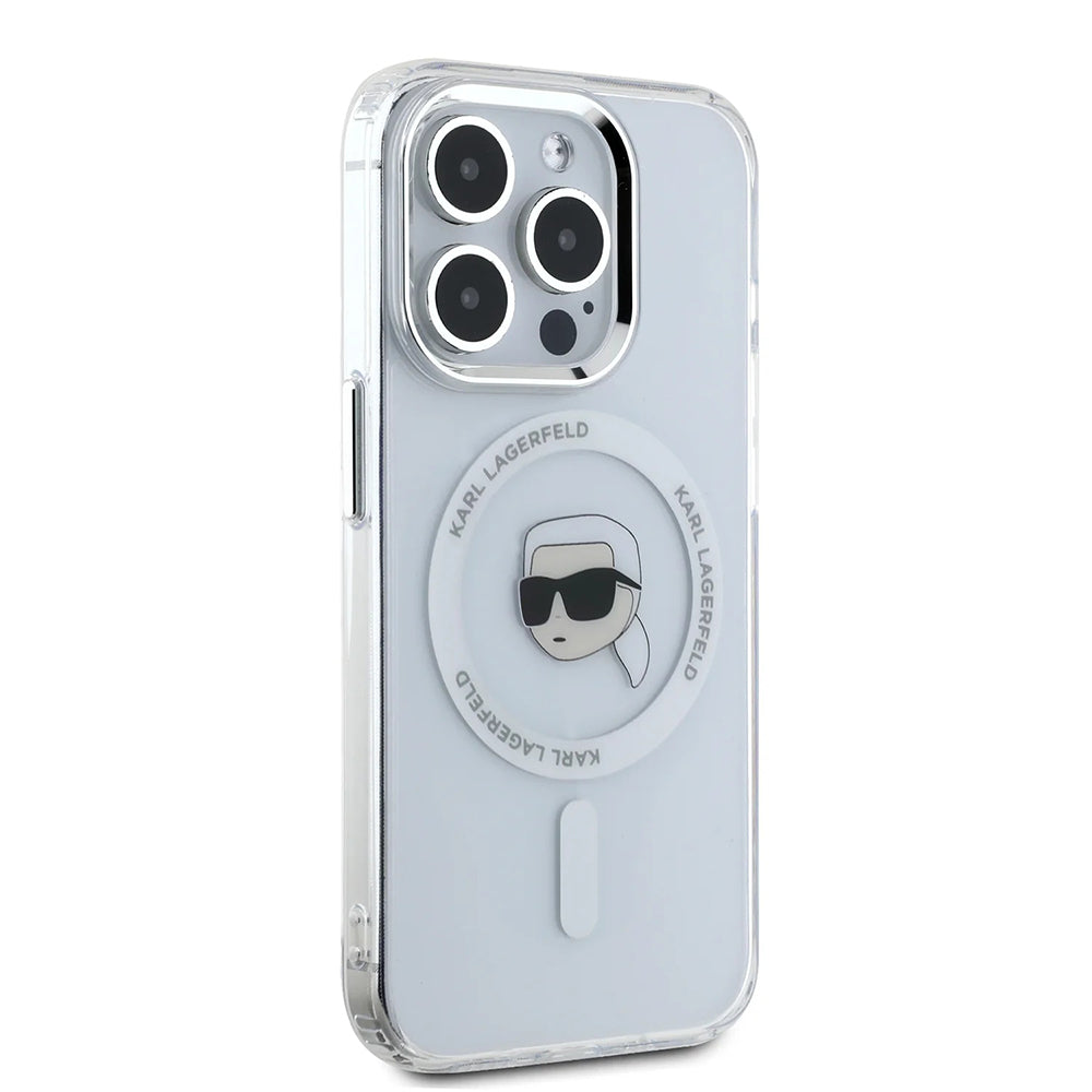 MagSafe tok Apple iPhone 16 Pro-hoz, Karl Lagerfeld, IML Metal Karl's Head, Fehér