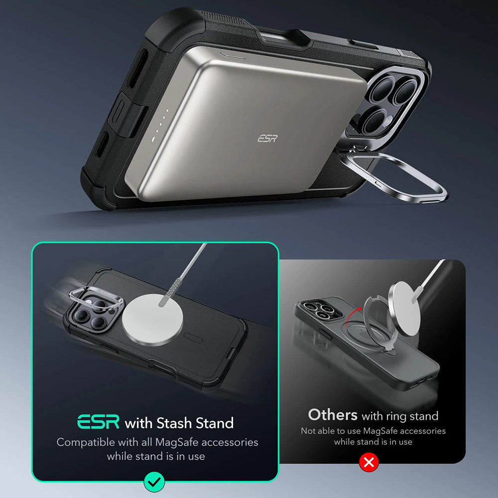 MagSafe tok Apple iPhone 16 Pro Max-hez, ESR, Cyber Armor Kickstand, Szürke