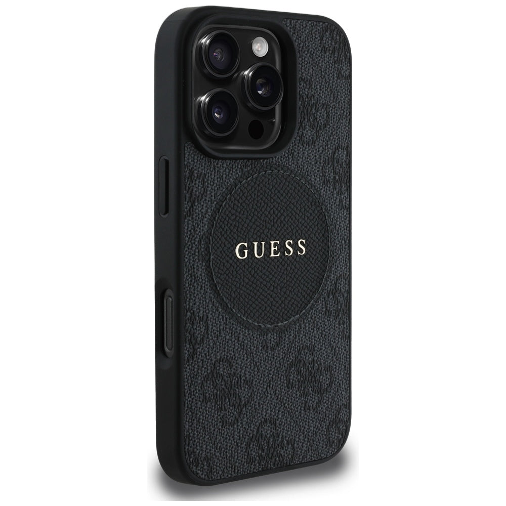 MagSafe Case for Apple iPhone 16 Pro Max, Guess, 4G Circle Classic Logo, Black