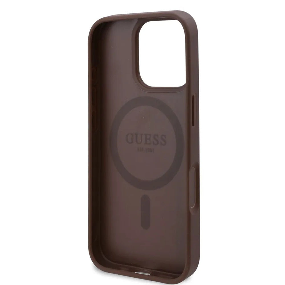 MagSafe tok Apple iPhone 16 Pro Max-hoz, Guess, 4G Flowers Print, Barna