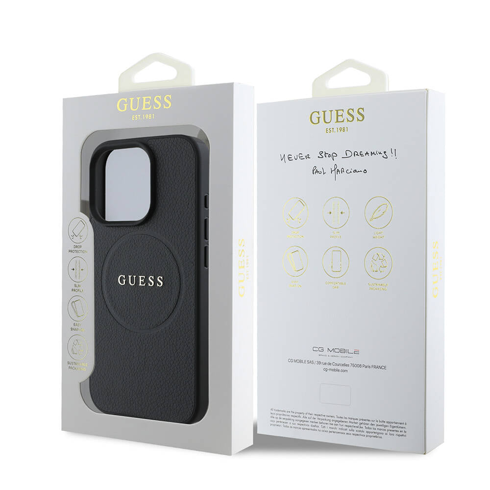 MagSafe tok Apple iPhone 16 Pro Max-hoz, Guess, Grained Gold Ring, Fekete