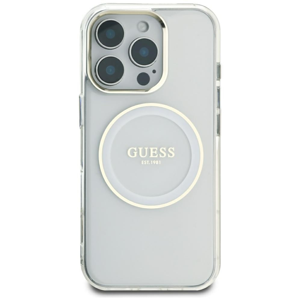 MagSafe tok Apple iPhone 16 Pro Max-hoz, Guess, IML Metal Colored Circle, Fehér