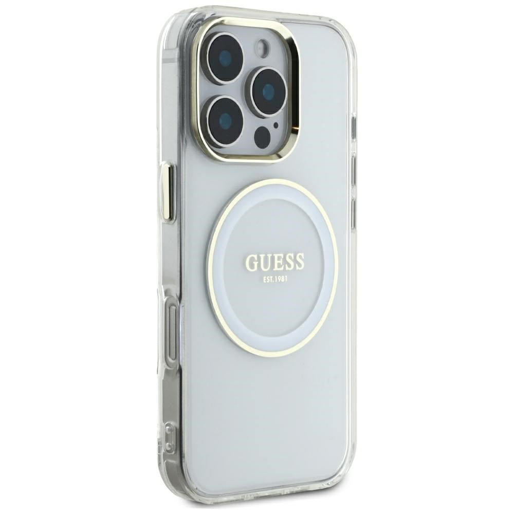 MagSafe tok Apple iPhone 16 Pro Max-hoz, Guess, IML Metal Colored Circle, Fehér