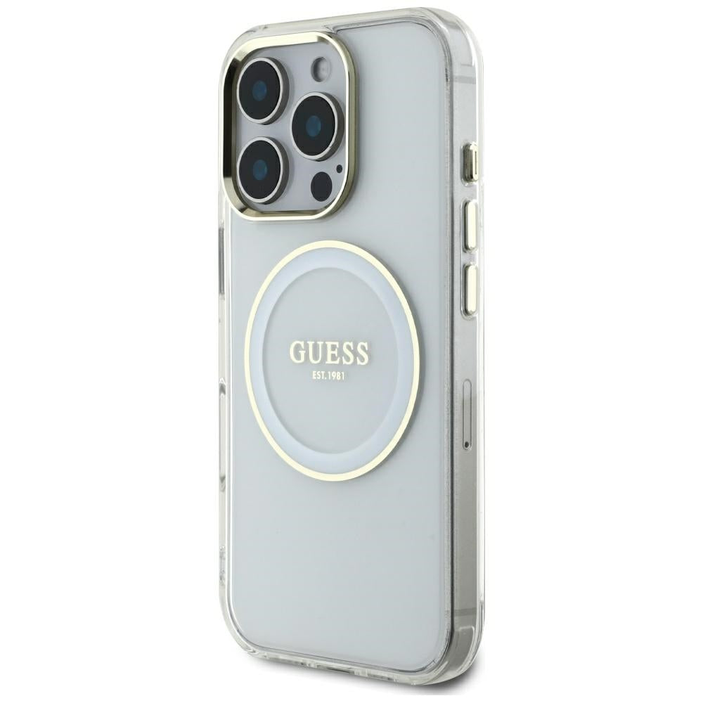 MagSafe tok Apple iPhone 16 Pro Max-hoz, Guess, IML Metal Colored Circle, Fehér