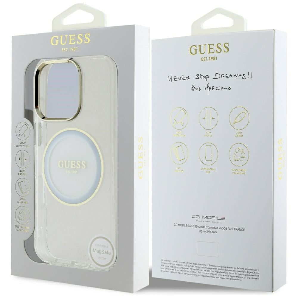 MagSafe tok Apple iPhone 16 Pro Max-hoz, Guess, IML Metal Colored Circle, Fehér