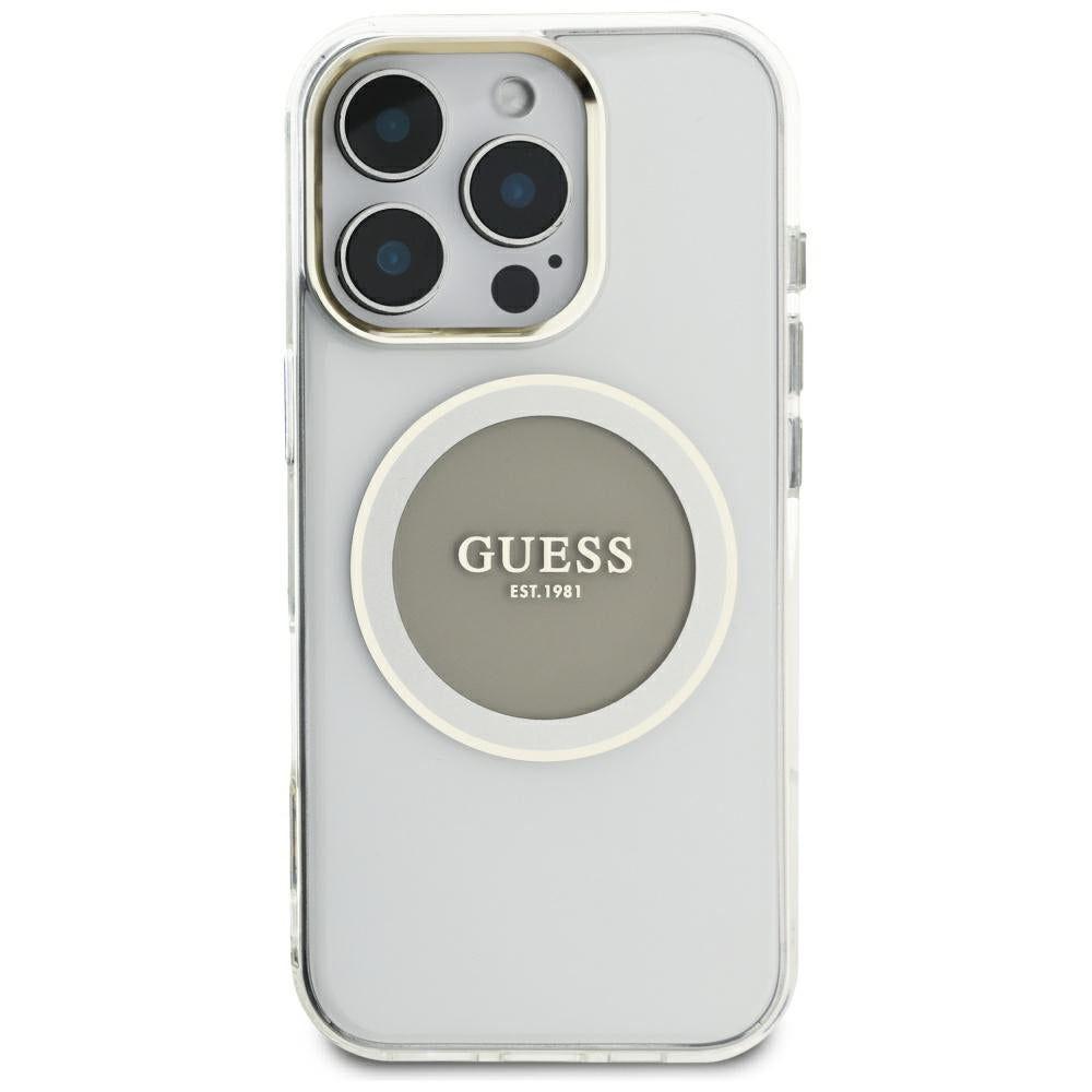 MagSafe tok Apple iPhone 16 Pro Max-hoz, Guess, IML Metal Colored Circle, Szürke
