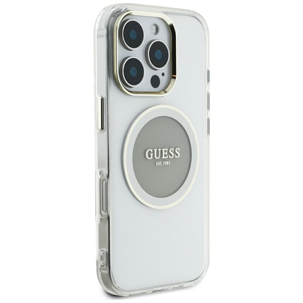 MagSafe tok Apple iPhone 16 Pro Max-hoz, Guess, IML Metal Colored Circle, Szürke
