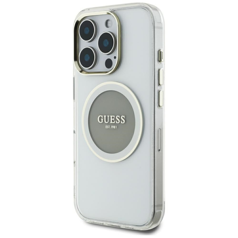 MagSafe tok Apple iPhone 16 Pro Max-hoz, Guess, IML Metal Colored Circle, Szürke