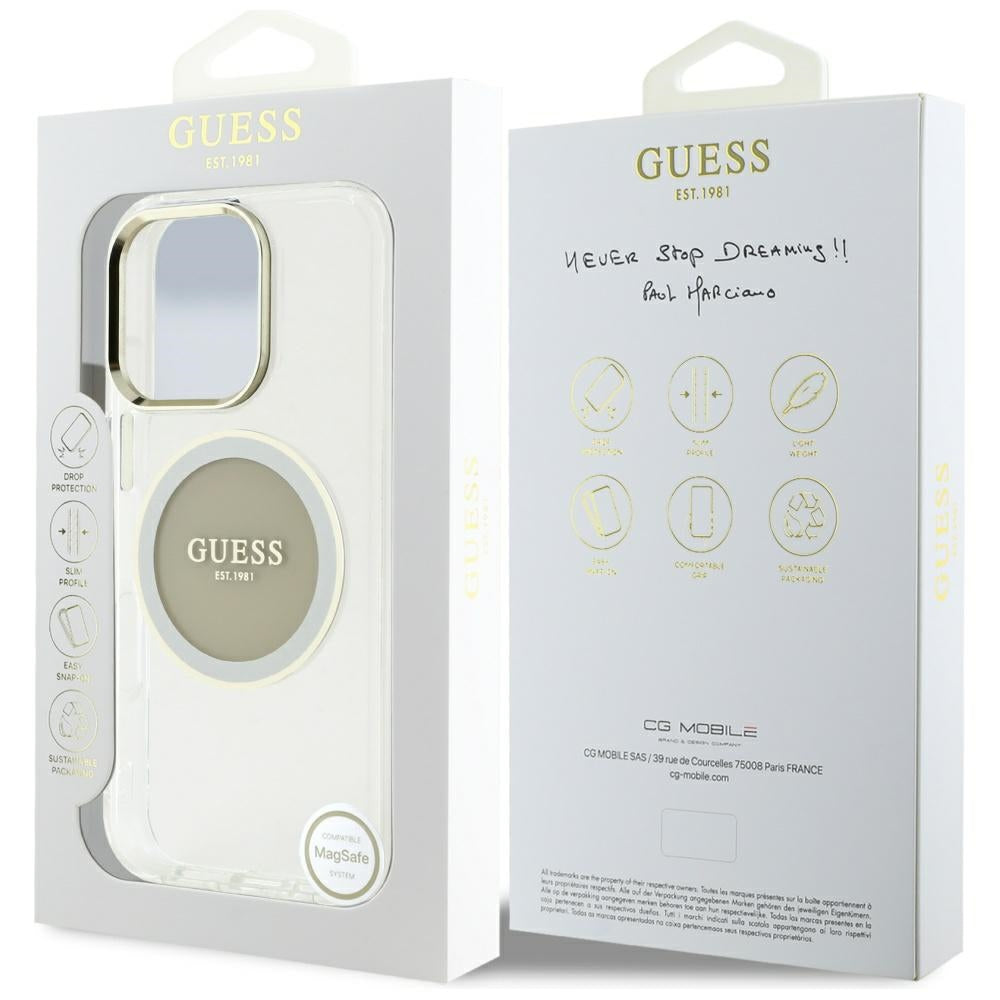 MagSafe tok Apple iPhone 16 Pro Max-hoz, Guess, IML Metal Colored Circle, Szürke